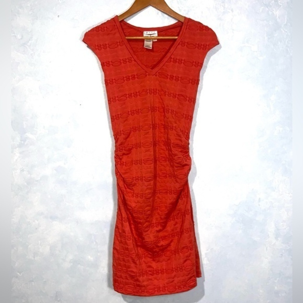 MSSP Max Studio Specialty Products Orange Runched Sides Cap Sleeve Dress Small